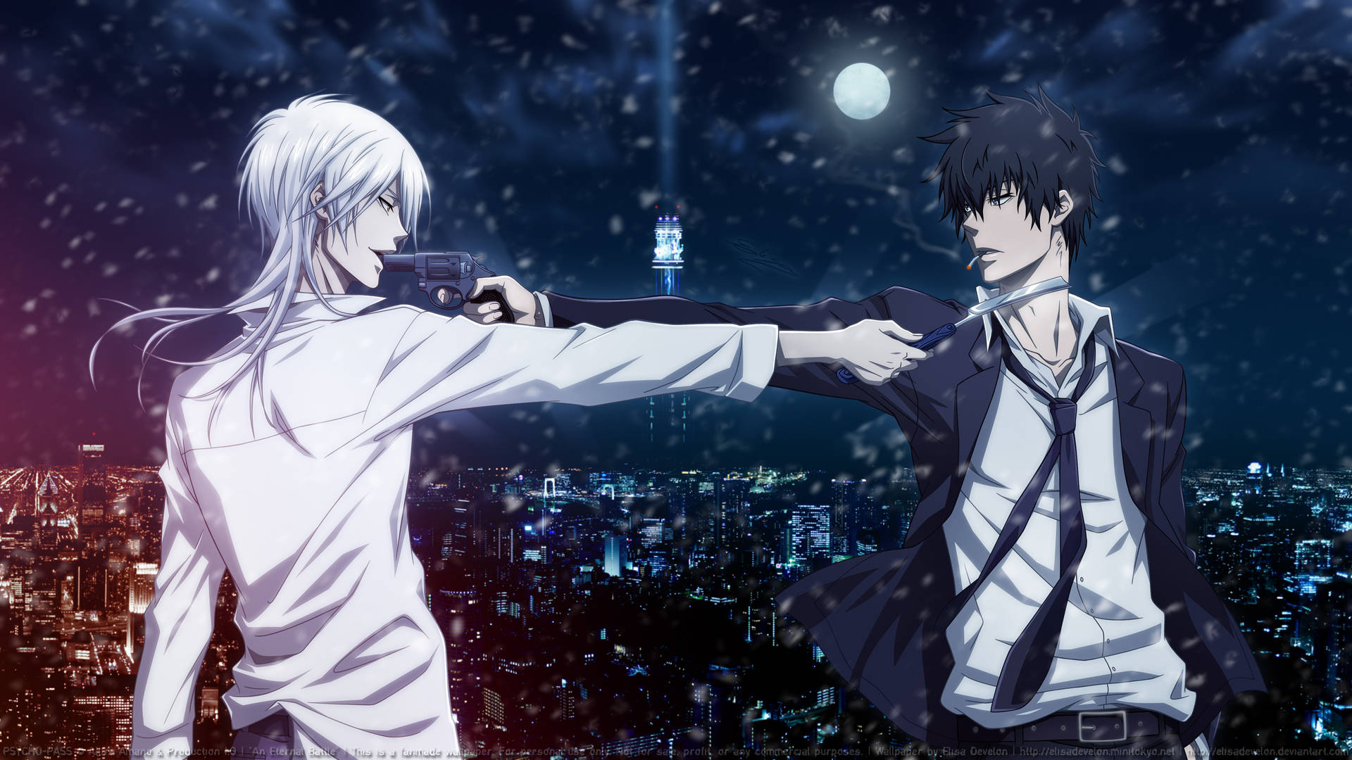 Psycho Pass Makishima And Kogami Duel Background