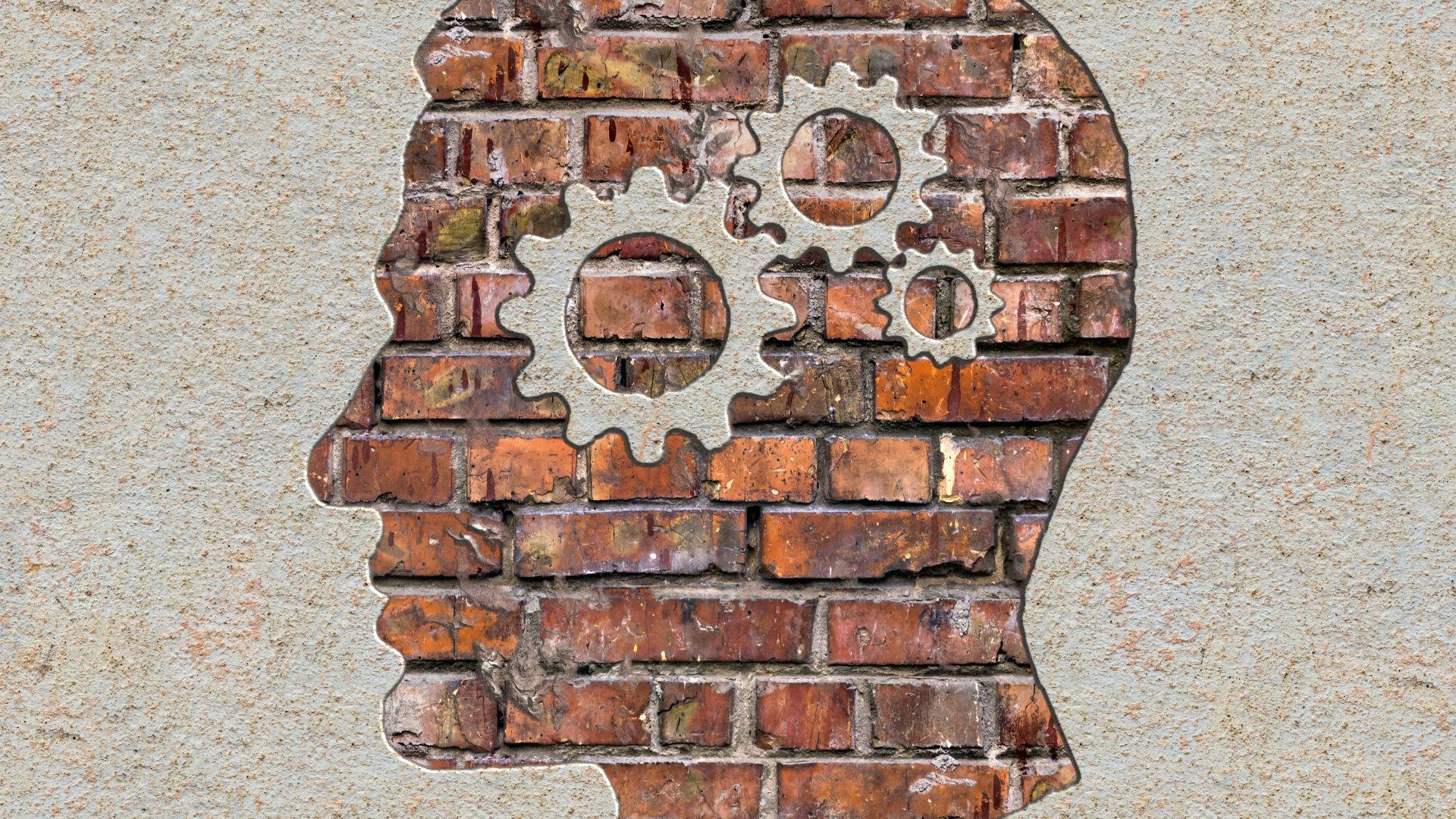 Psychology Brick Wall Mechanical Brain Background