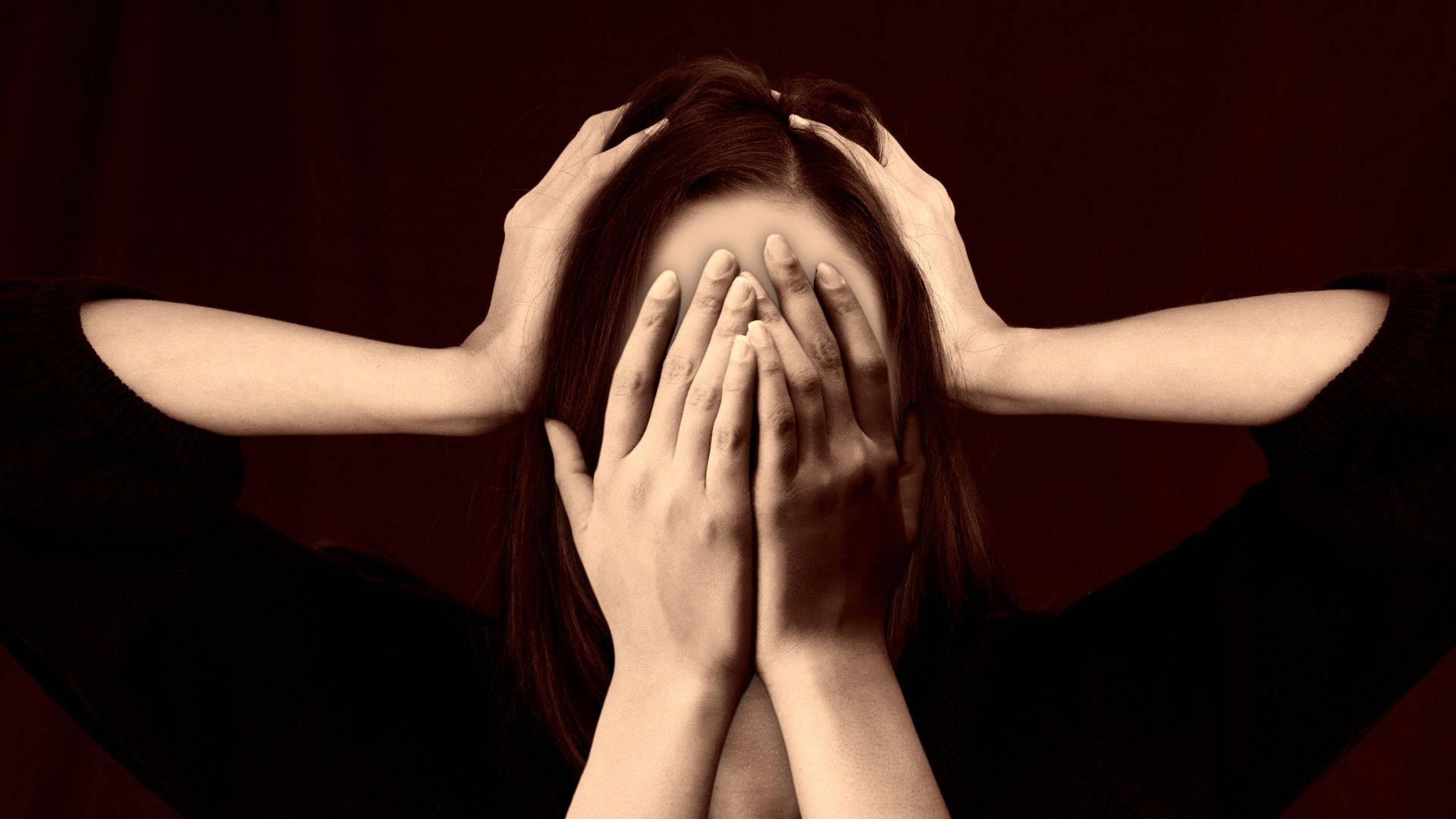 Psychology Depressed Woman Face Palm Background