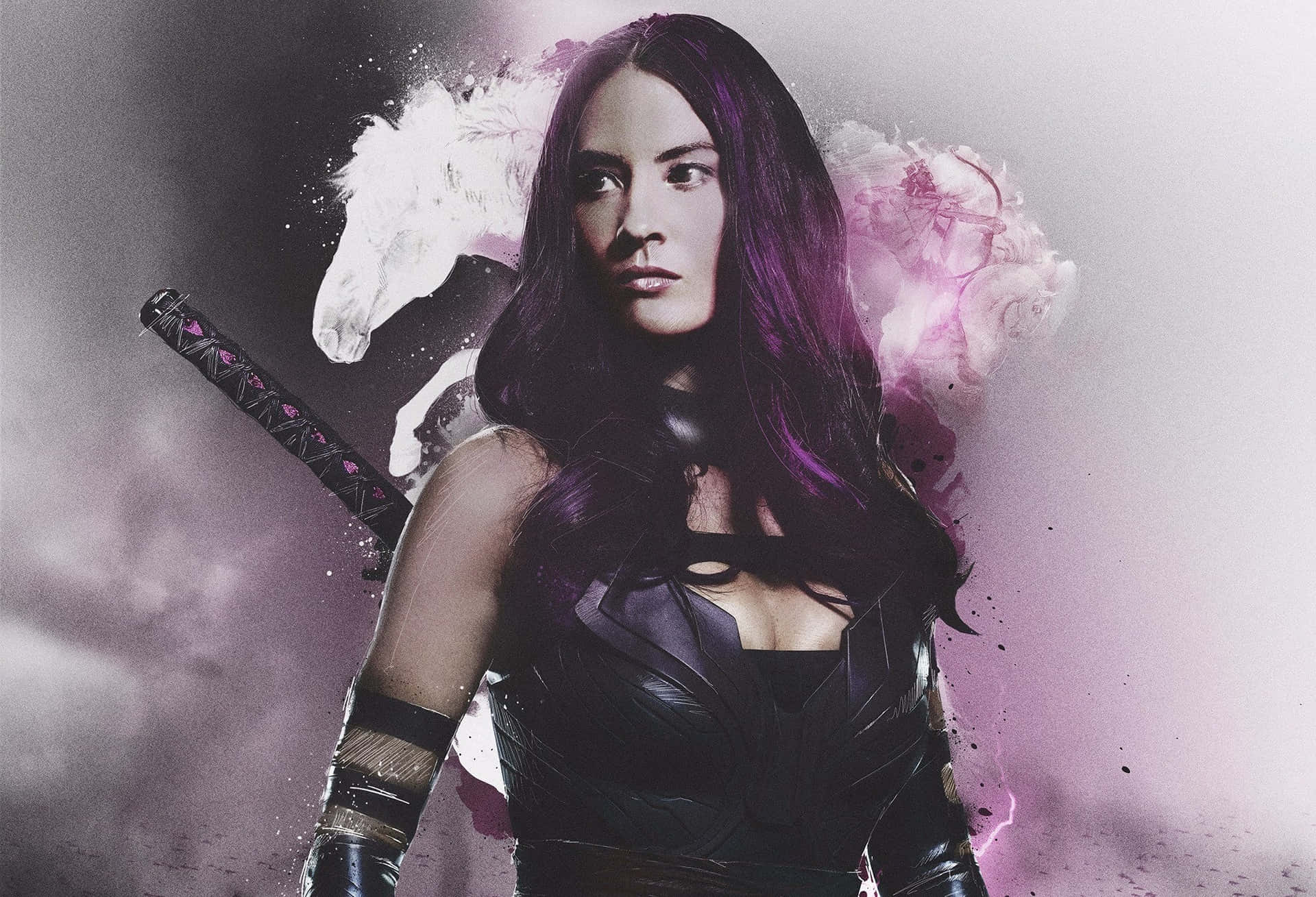 Psylocke Fan Art Portrait Background