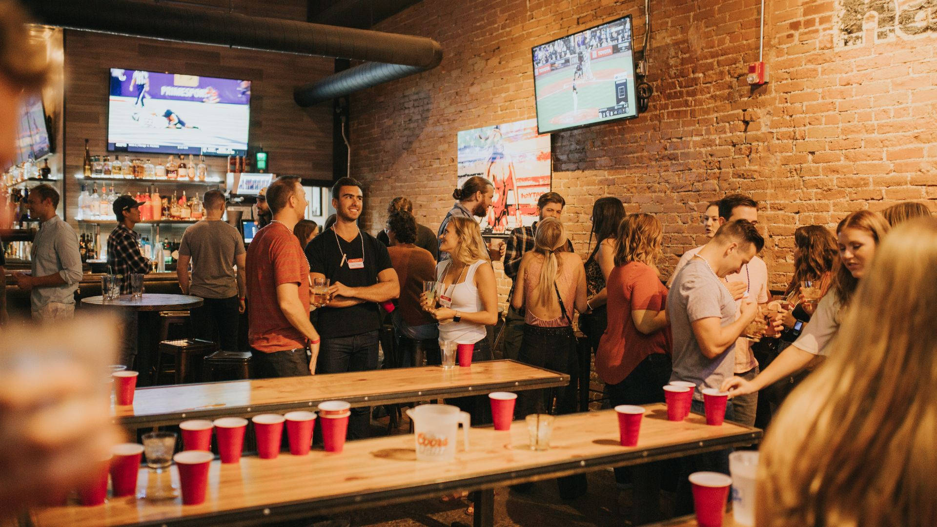 Pub Crowded Party Room Photography Background