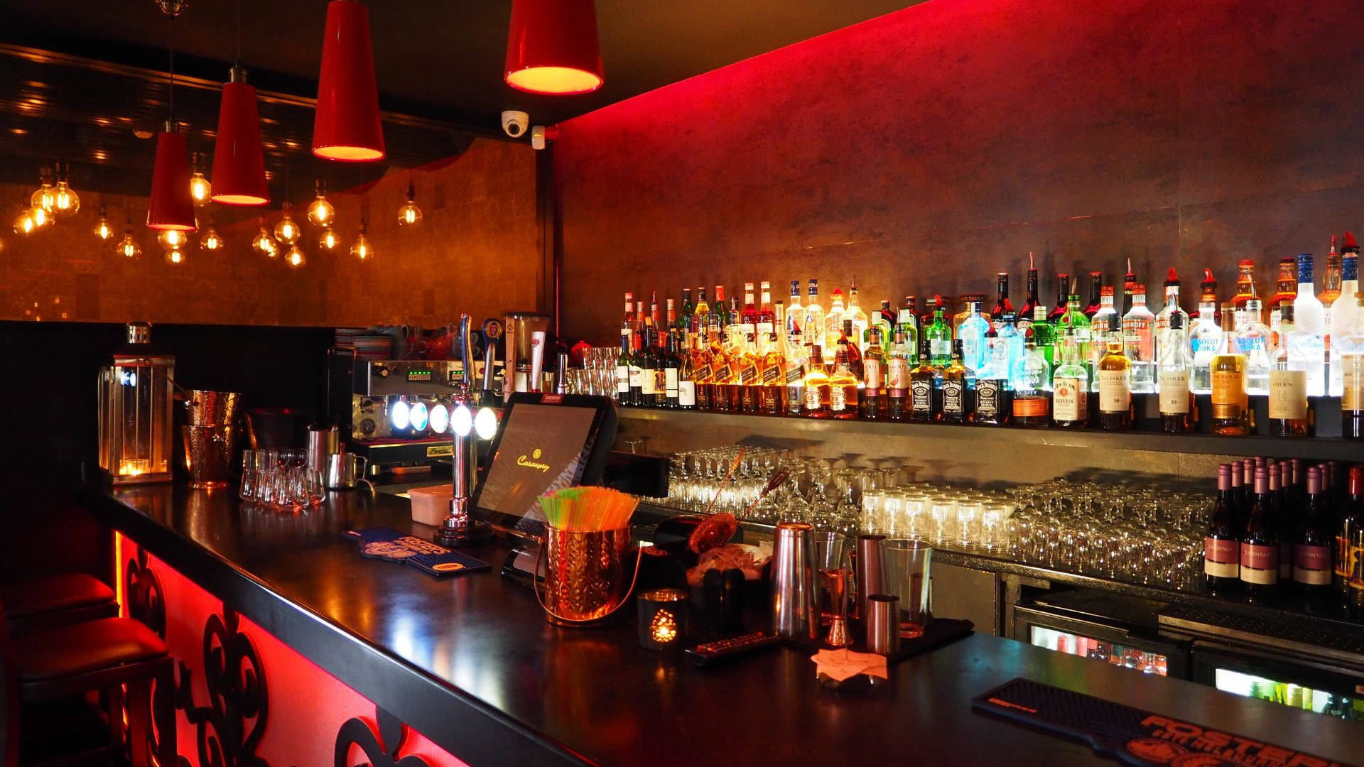 Pub Red Lights Bar Photography Background