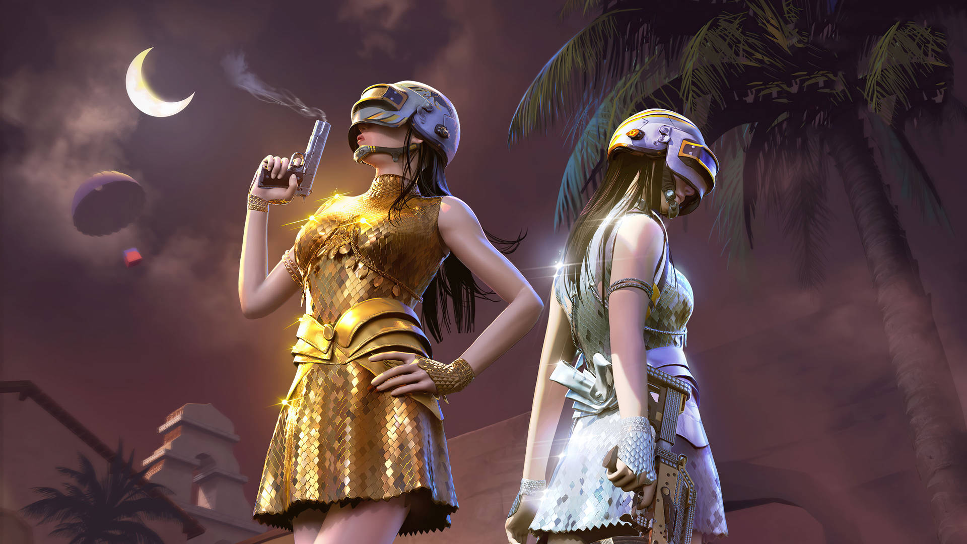 Pubg 2020 Gold And Silver Dresses Background