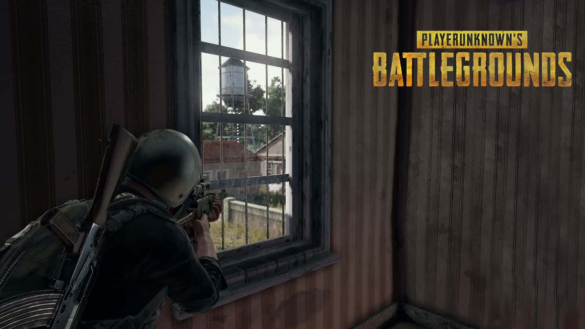 Pubg - A Man In A Window Looking Out Background