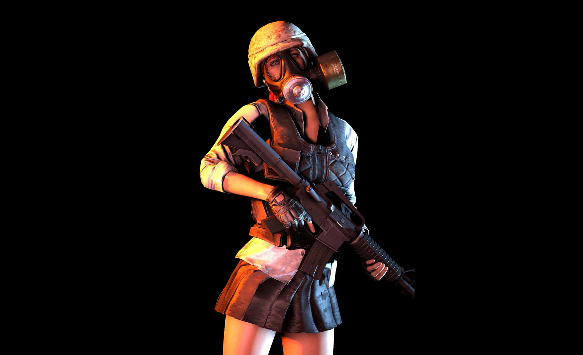 Pubg Girl Character With Gas Mask Background