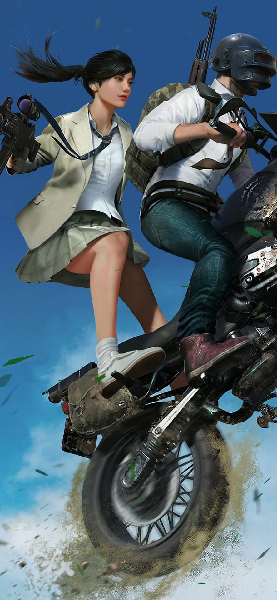 Pubg Girl Riding A Motorcycle Background