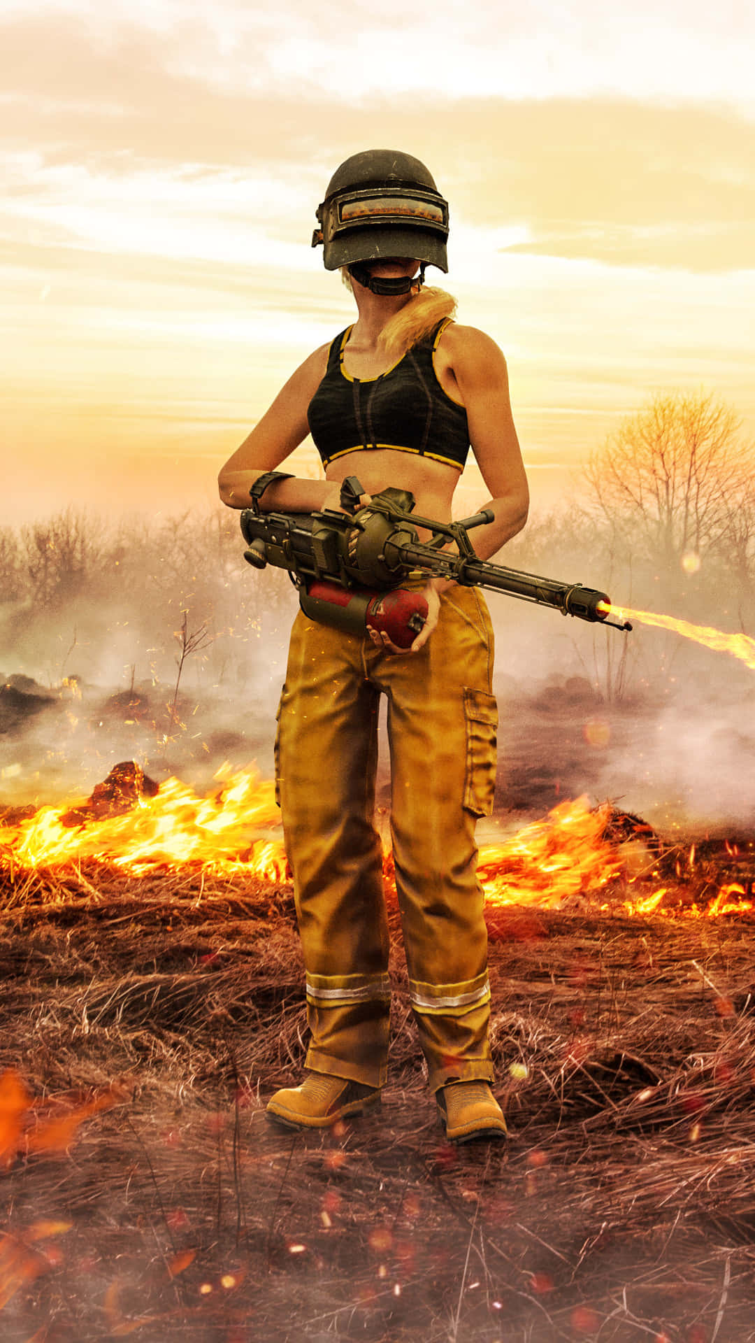 Pubg Girl Warrior In The Battleground Background