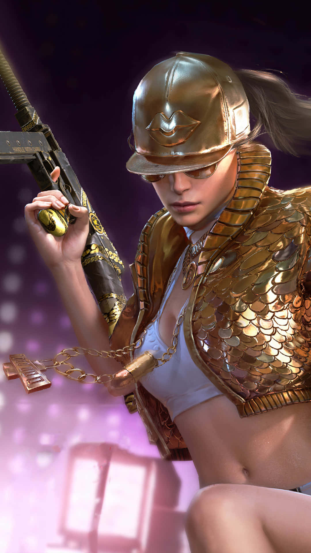 Pubg Girl With Gold Attire Background