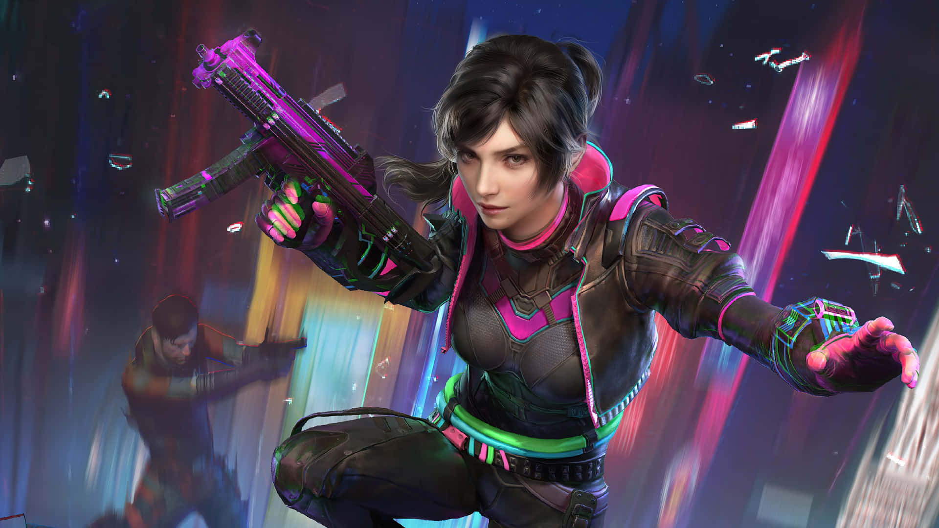 Pubg Girl With Purple Gun Background