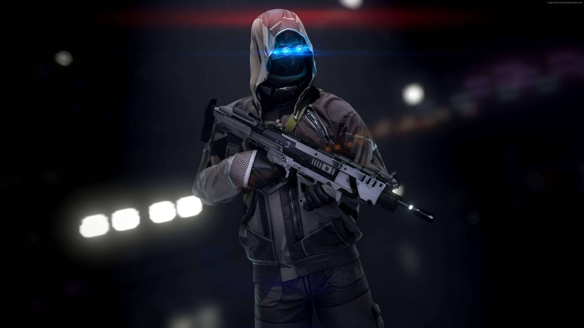 Pubg Hd Hooded Character With Blue Lights Background