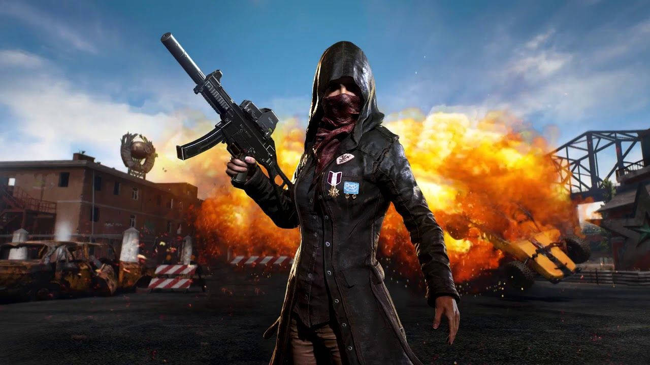 Pubg Hd Hooded Player And Explosion Background