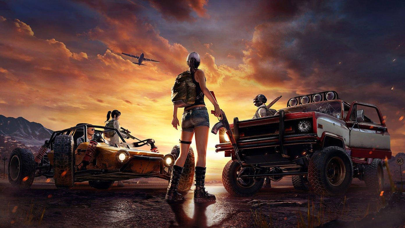 Pubg Hd Players In Vehicles At Sunset Background