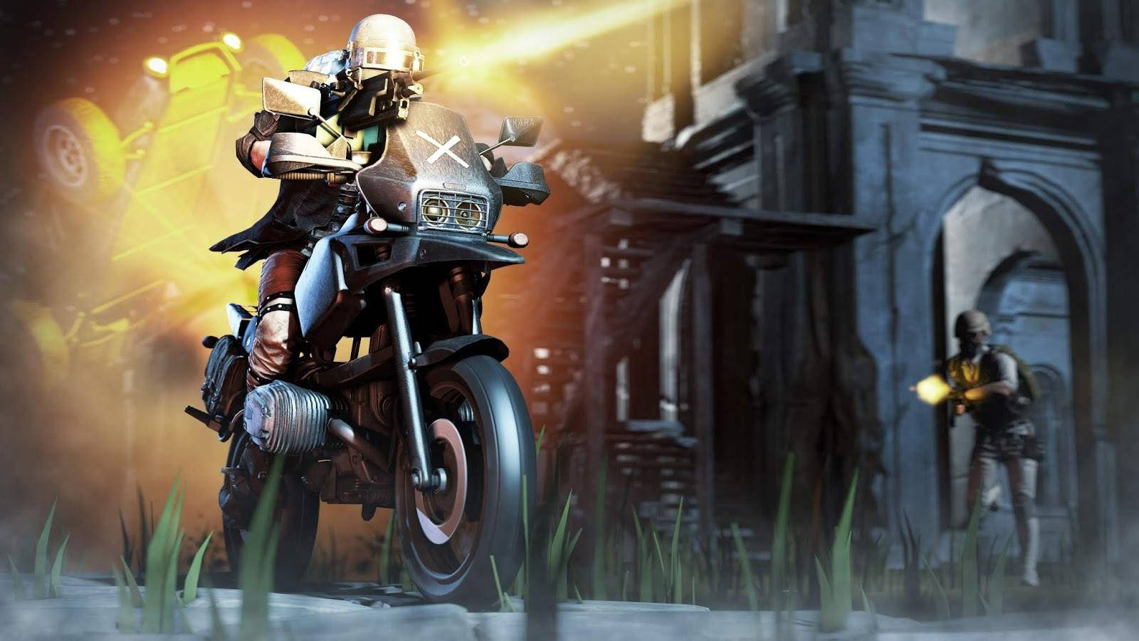 Pubg Lite Character Riding A Motorbike Background
