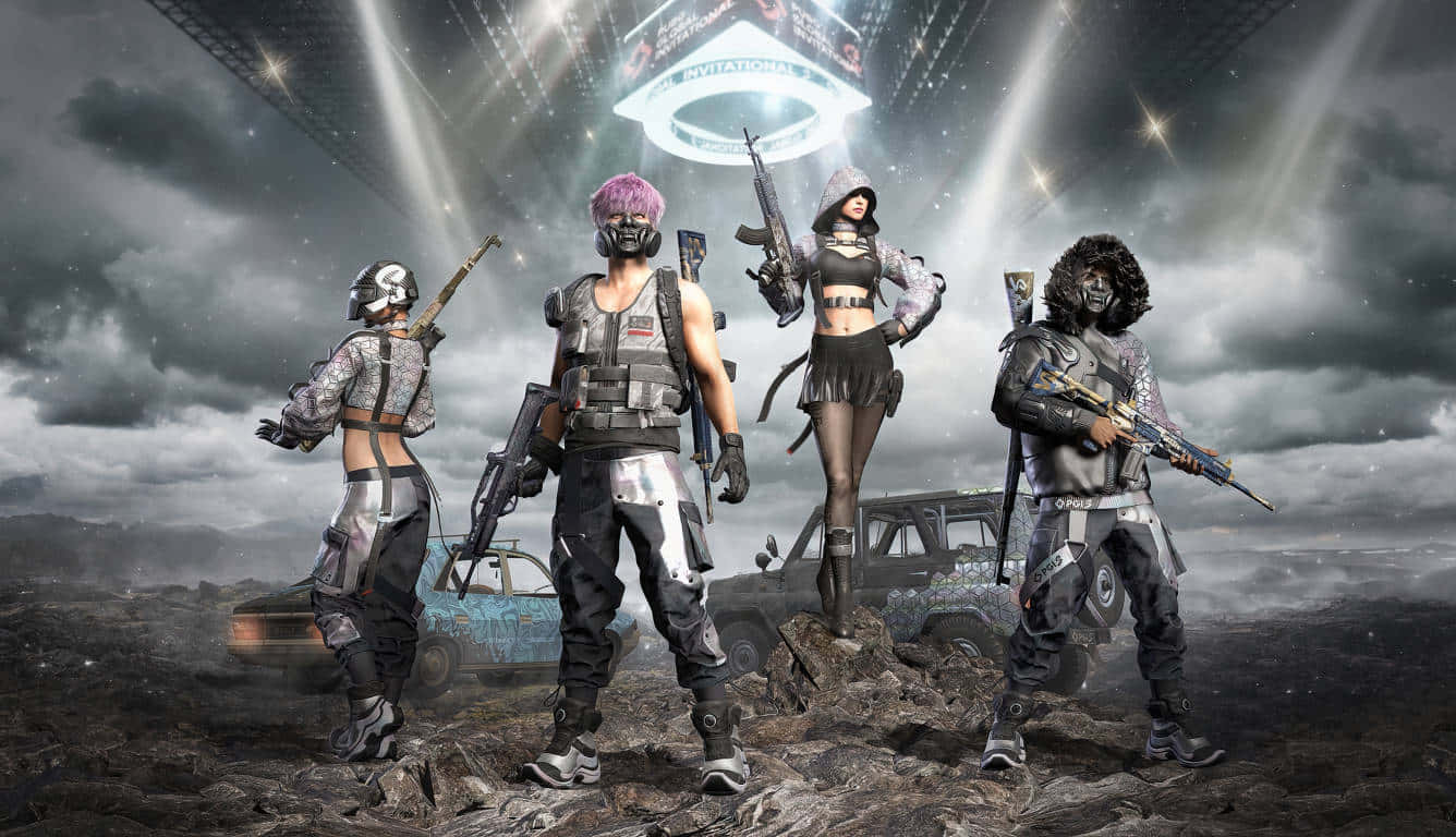 Pubg Mobile - A Group Of People Standing In Front Of A Car Background