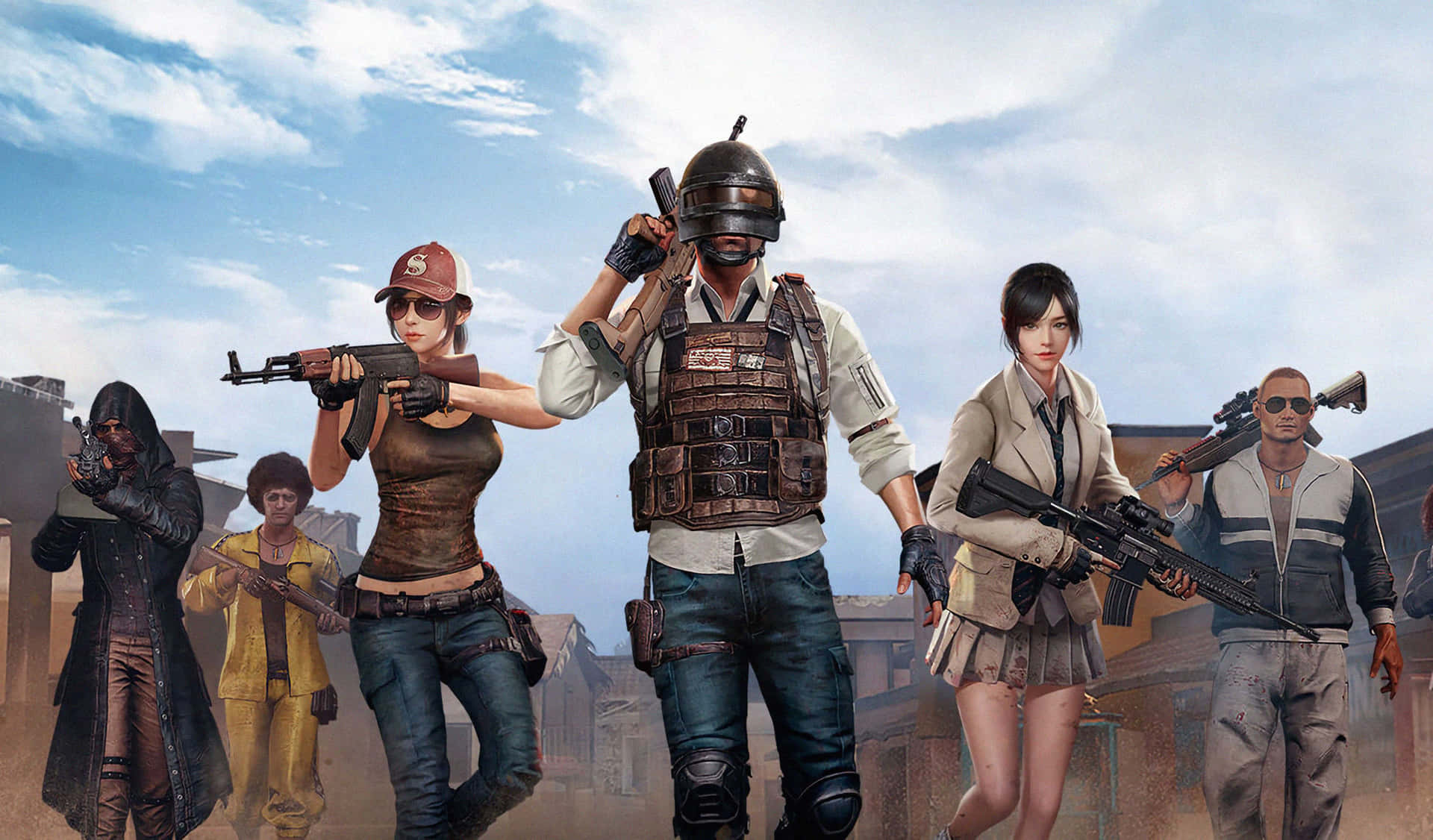Pubg Mobile - A Group Of People With Guns Background