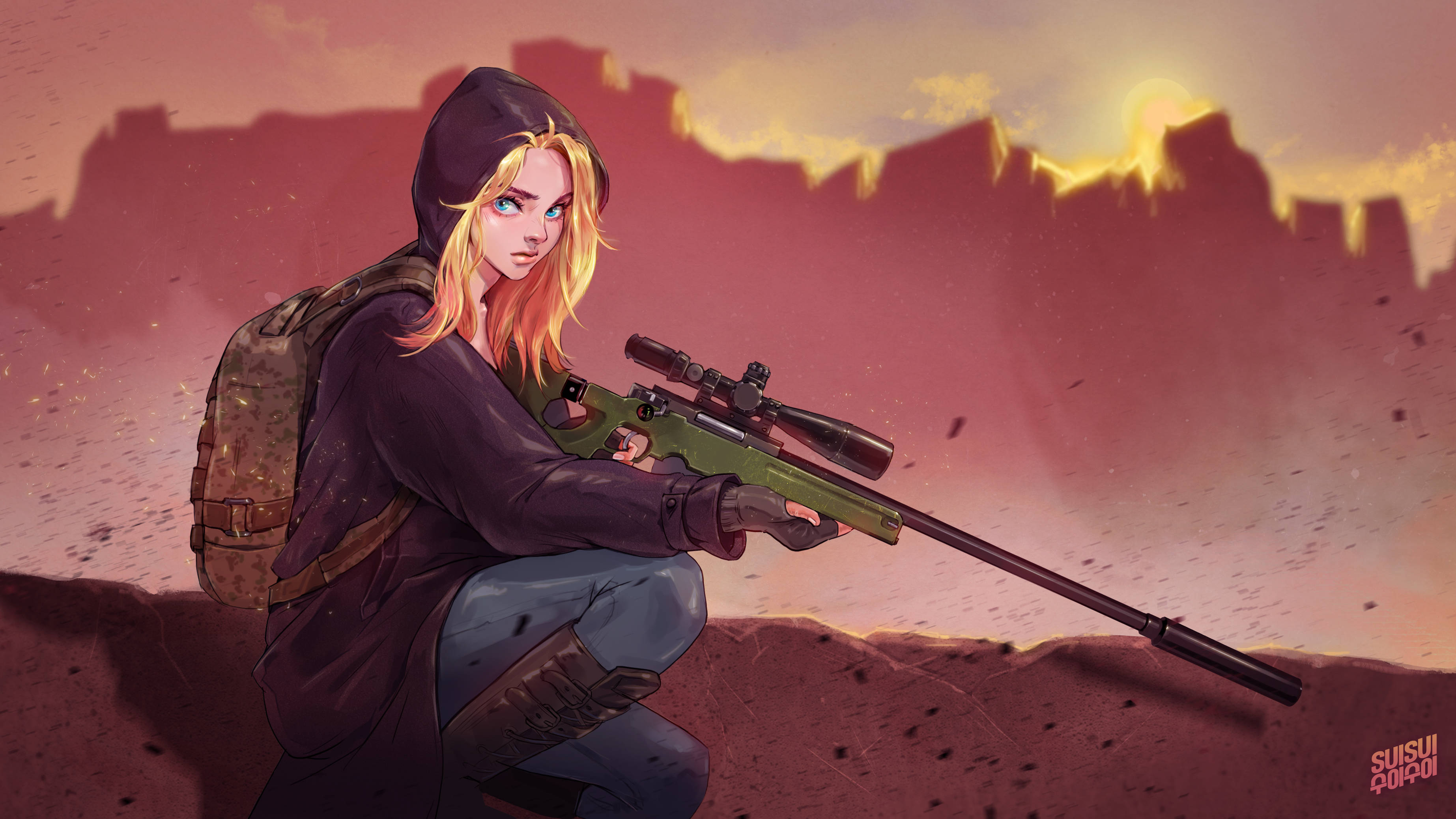Pubg Season 3 Sniper Girl Digital Art Background