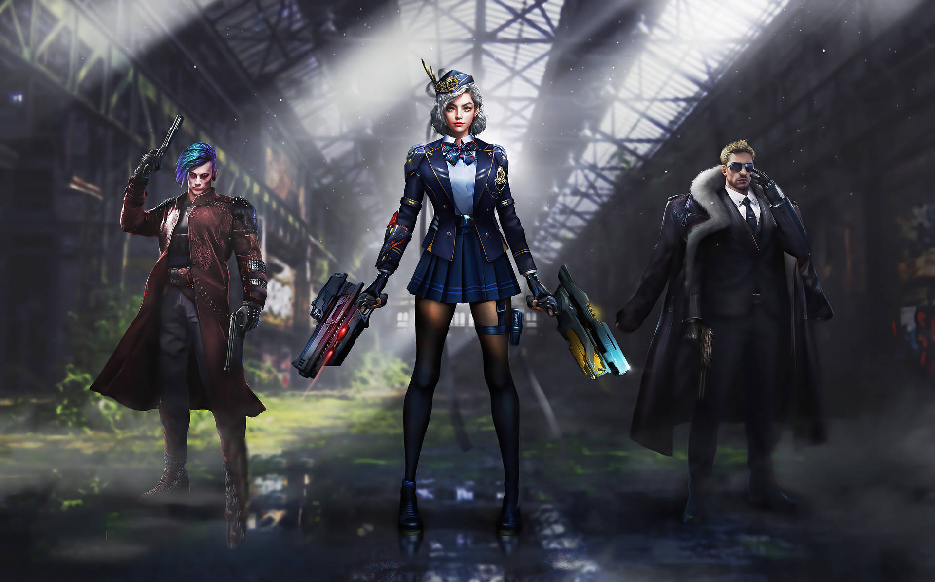 Pubg Squad Policewoman And Backups Background