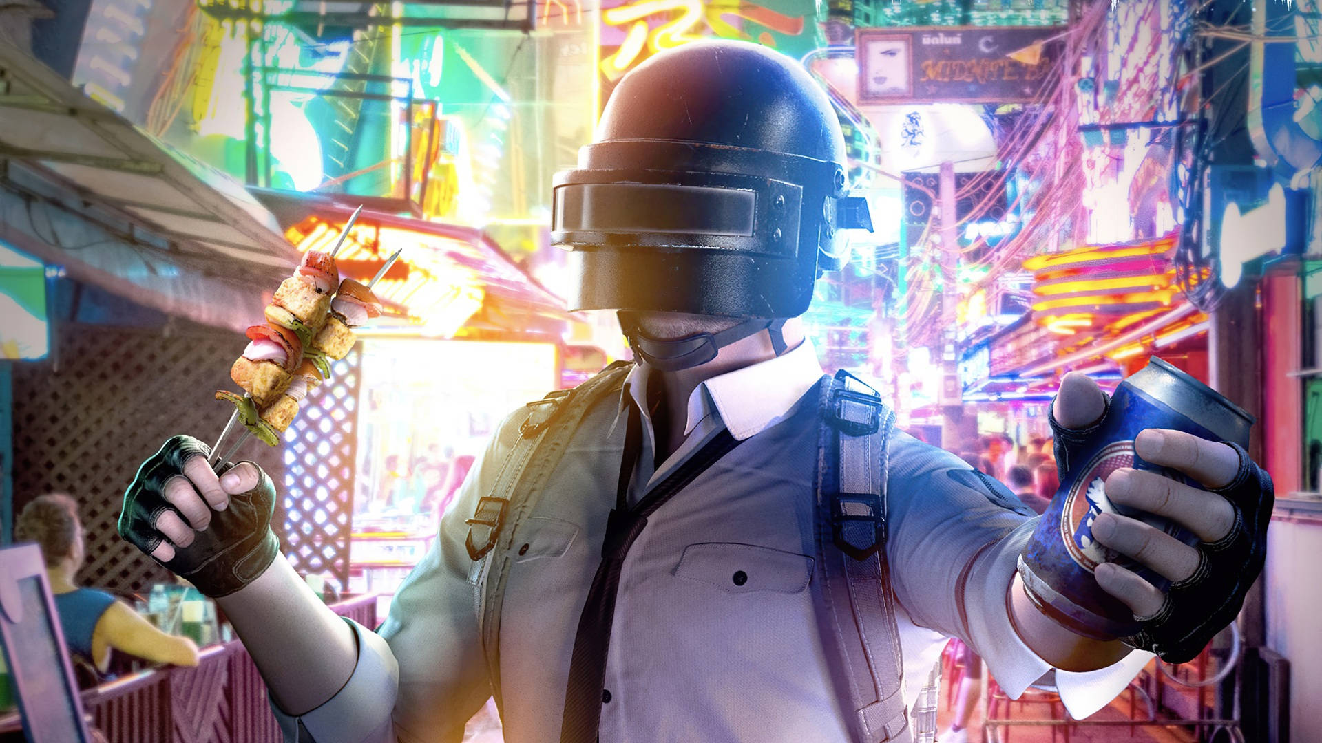 Pubg Thumbnail Helmet Guy With Food Background
