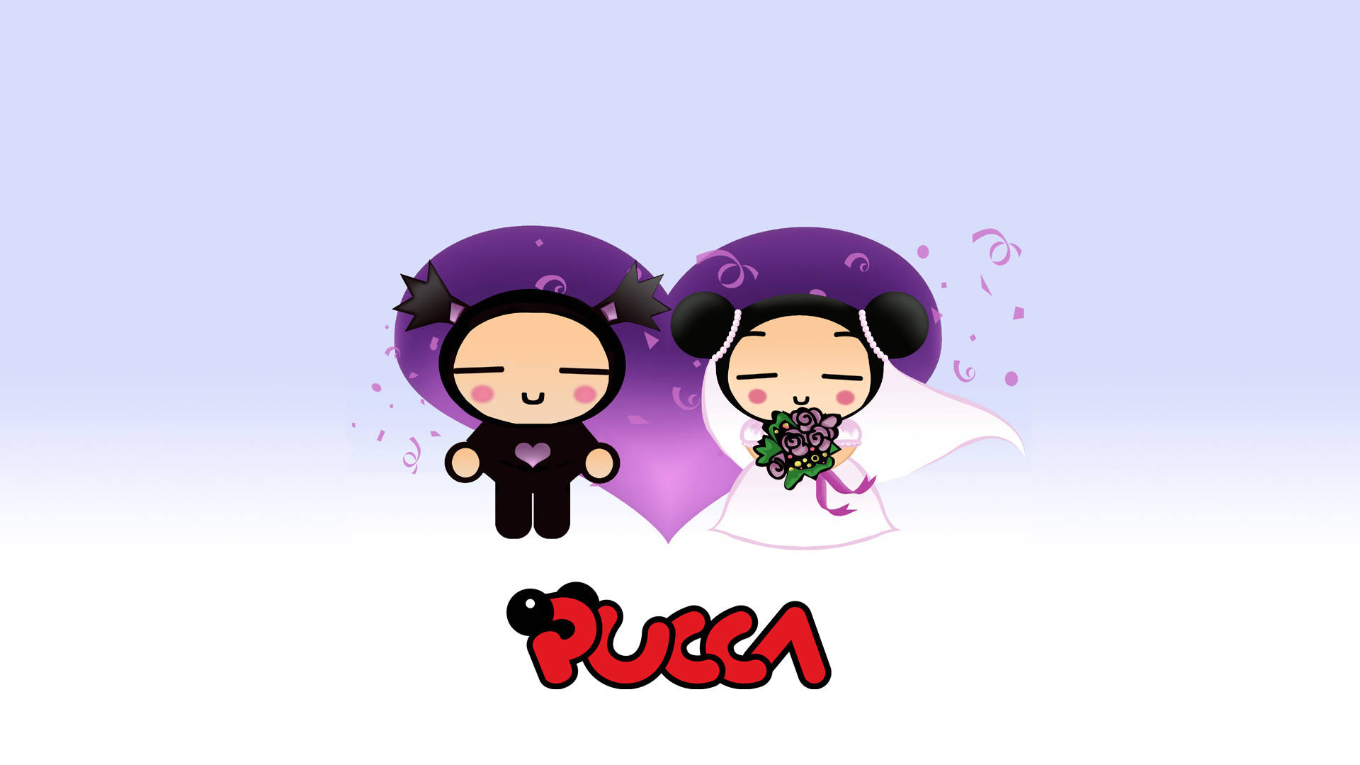 Pucca And Garu In Wedding Outfits Background