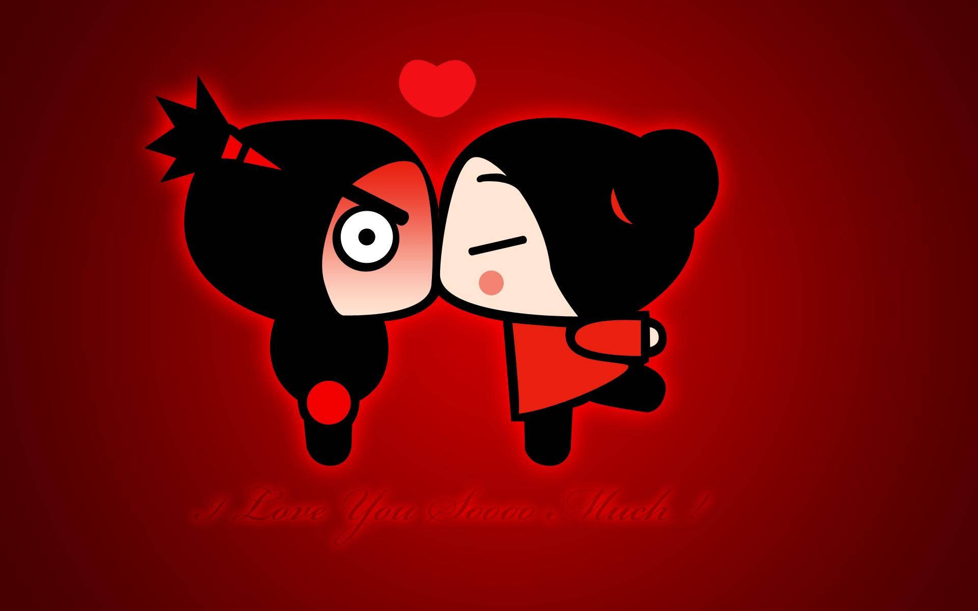 Pucca Kissing Red-faced Garu Background