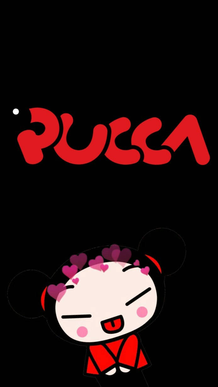 Pucca With Hearts Background