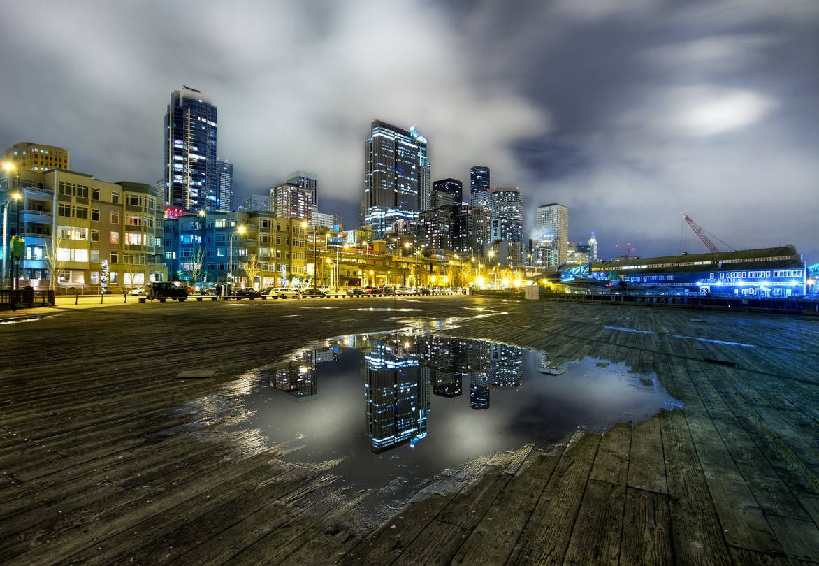 Puddle After Seattle Rain Background