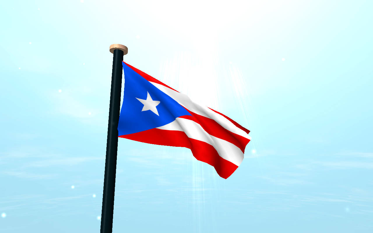 Puerto Rican Flag Waving Proudly On Pole