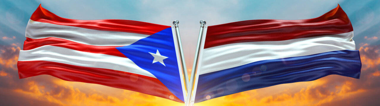 Puerto Rican Flag With France Flag Background
