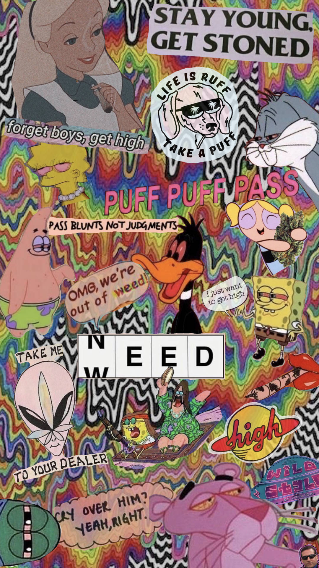 Puff Puff Pass Weed Aesthetic Background