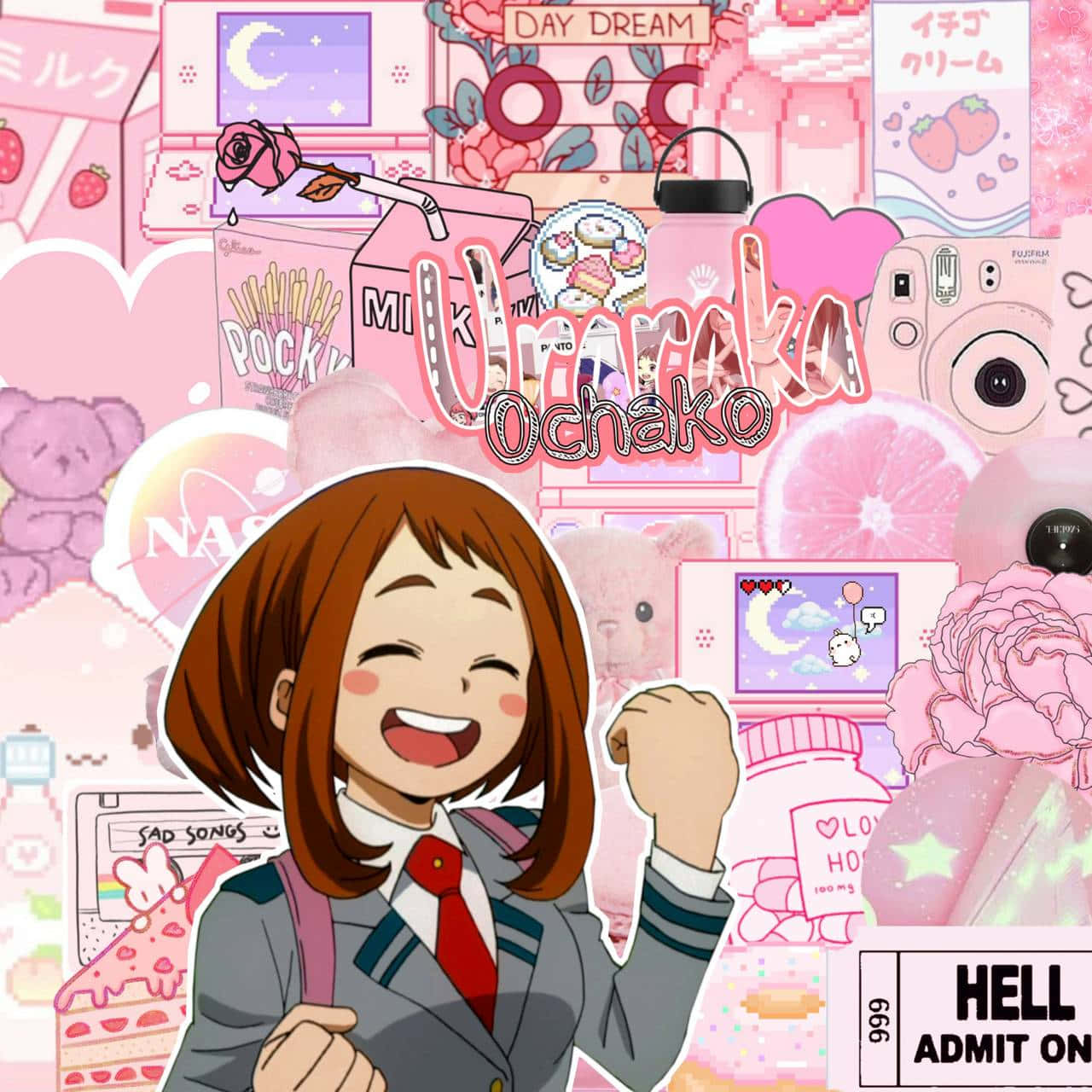 Pumped Up Uraraka Aesthetic Background