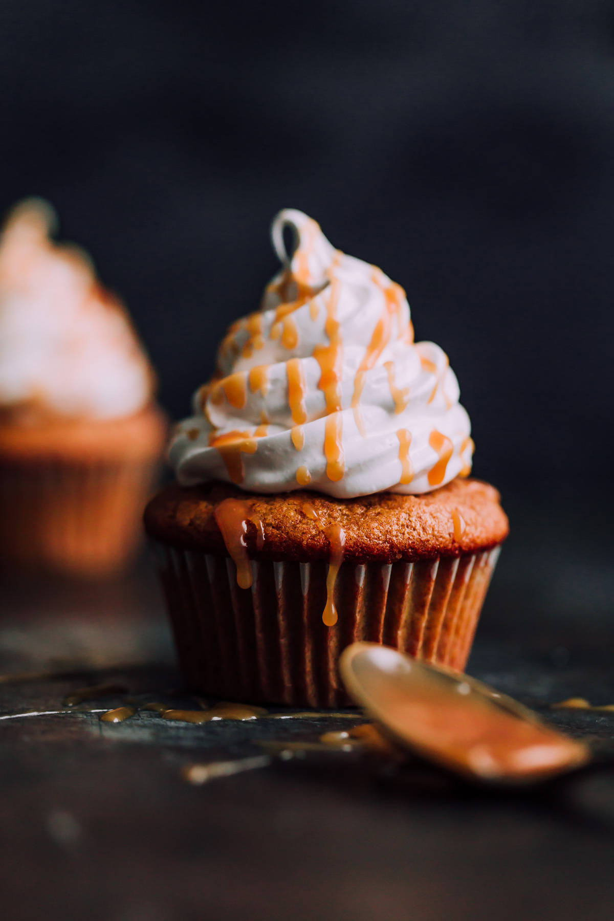 Pumpkin Cupcake With Marshmallow Frosting Background