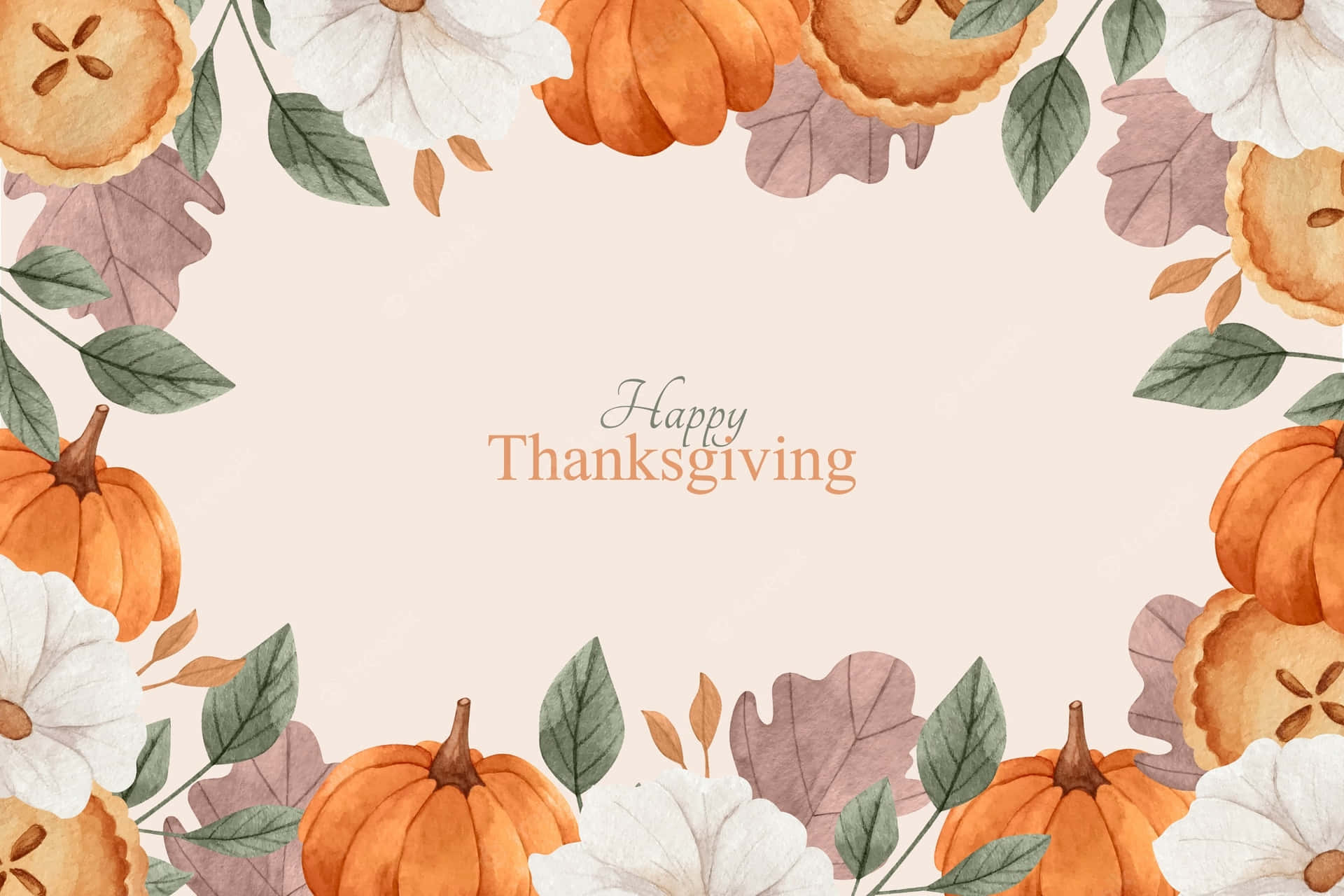 Pumpkin Encircling Fall Thanksgiving Background