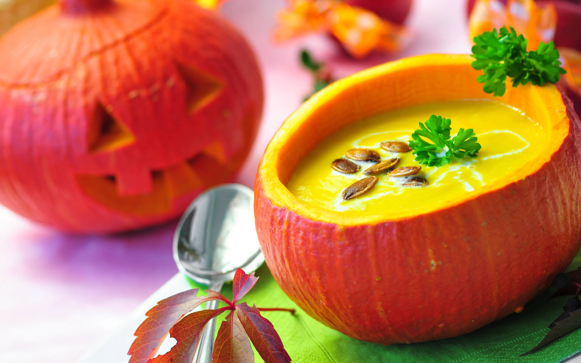 Pumpkin Soup Halloween Aesthetic Background
