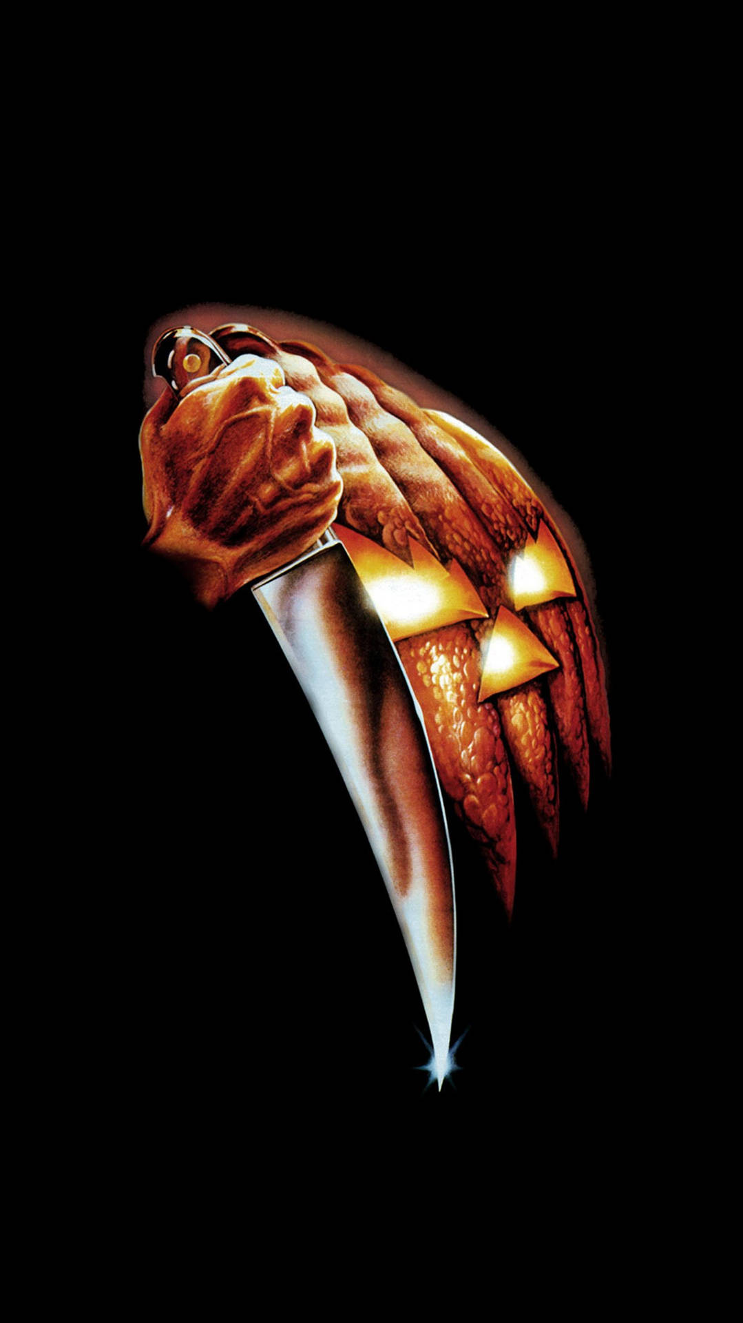 Pumpkin With Knife Halloween Phone Background