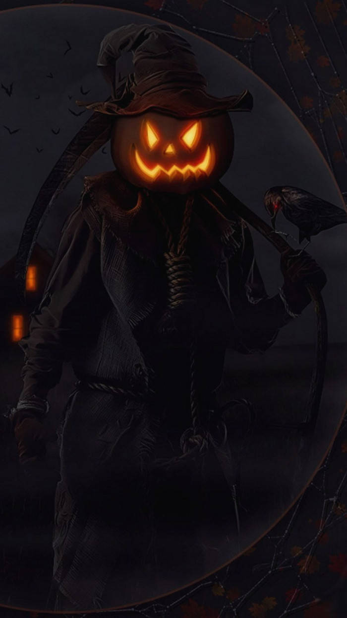 Pumpkin With Scythe Halloween Phone