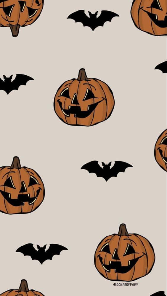 Pumpkins And Bats Fall Halloween Iphone Background