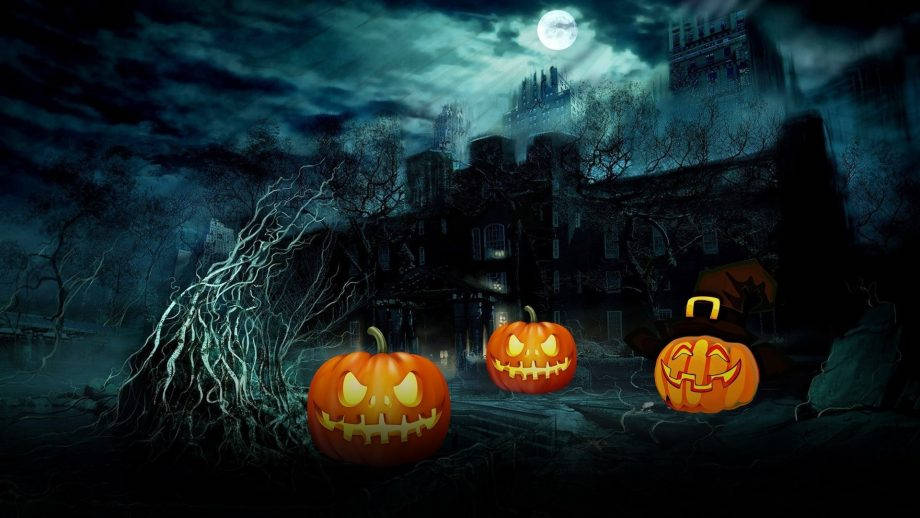 Pumpkins And Haunted Houses Halloween Phone Background