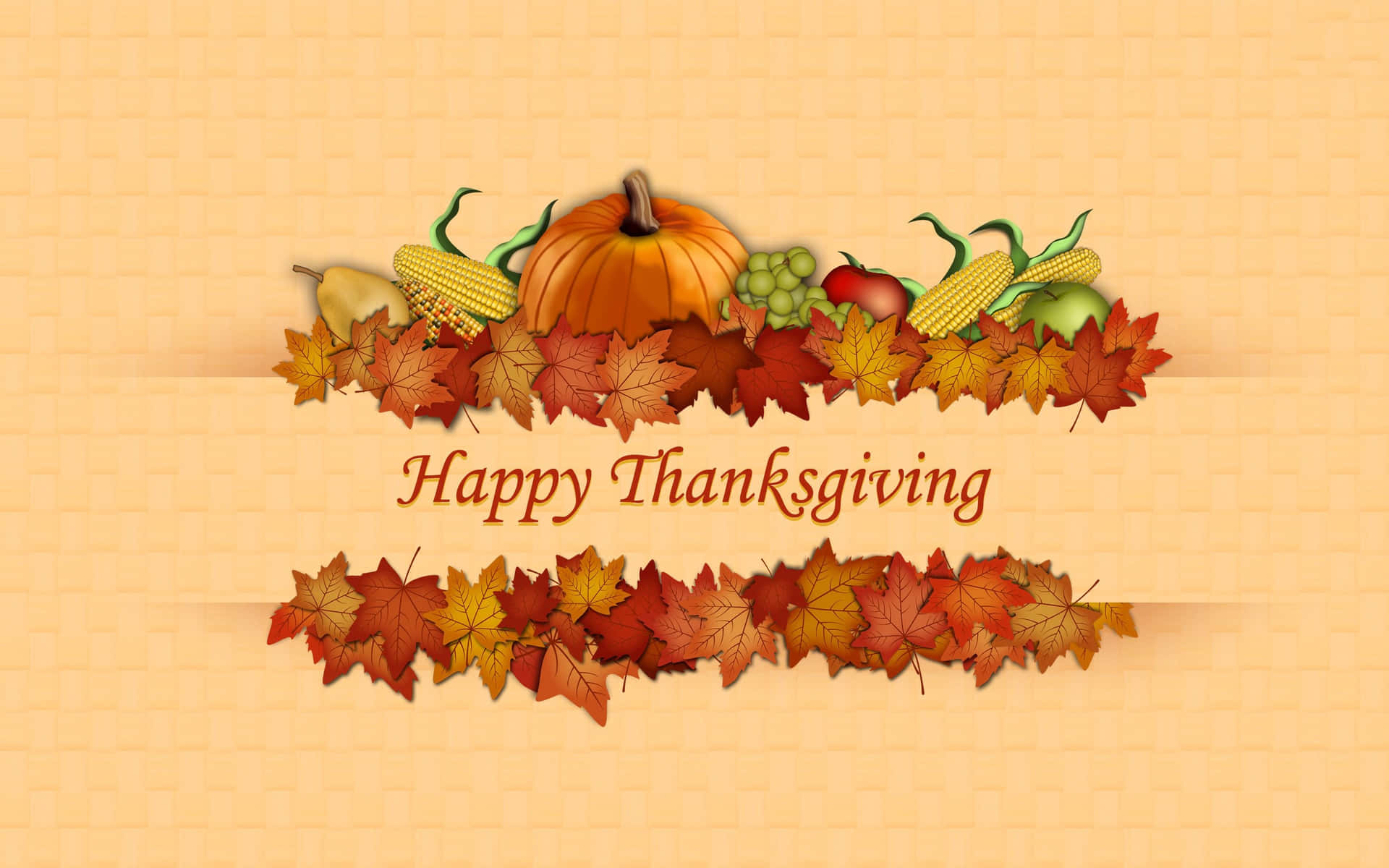 Pumpkins And Maple Leaves Happy Thanksgiving Card Background