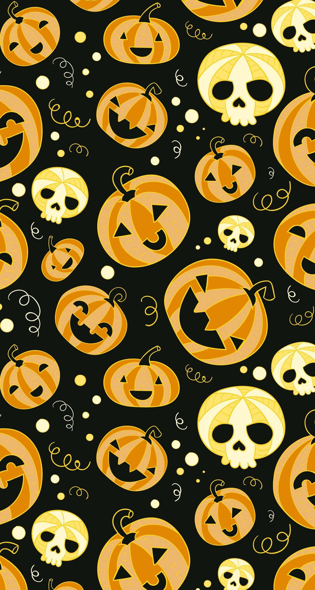 Pumpkins And Skulls Halloween Iphone Background