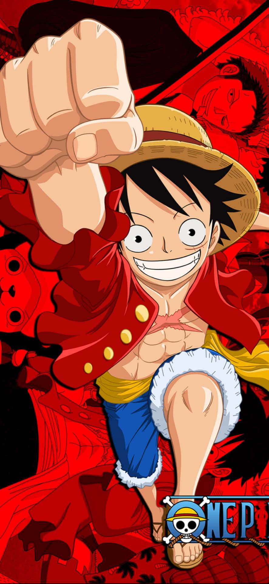 Punching One Piece Luffy Phone Background