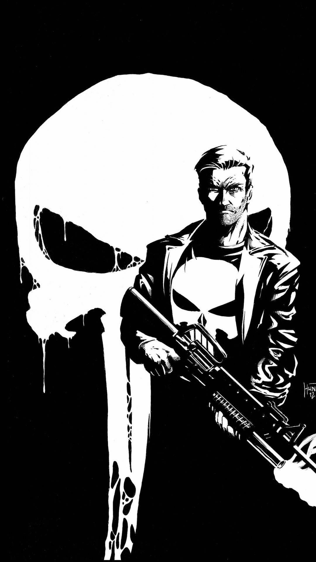 Punisher Black And White Comic Background