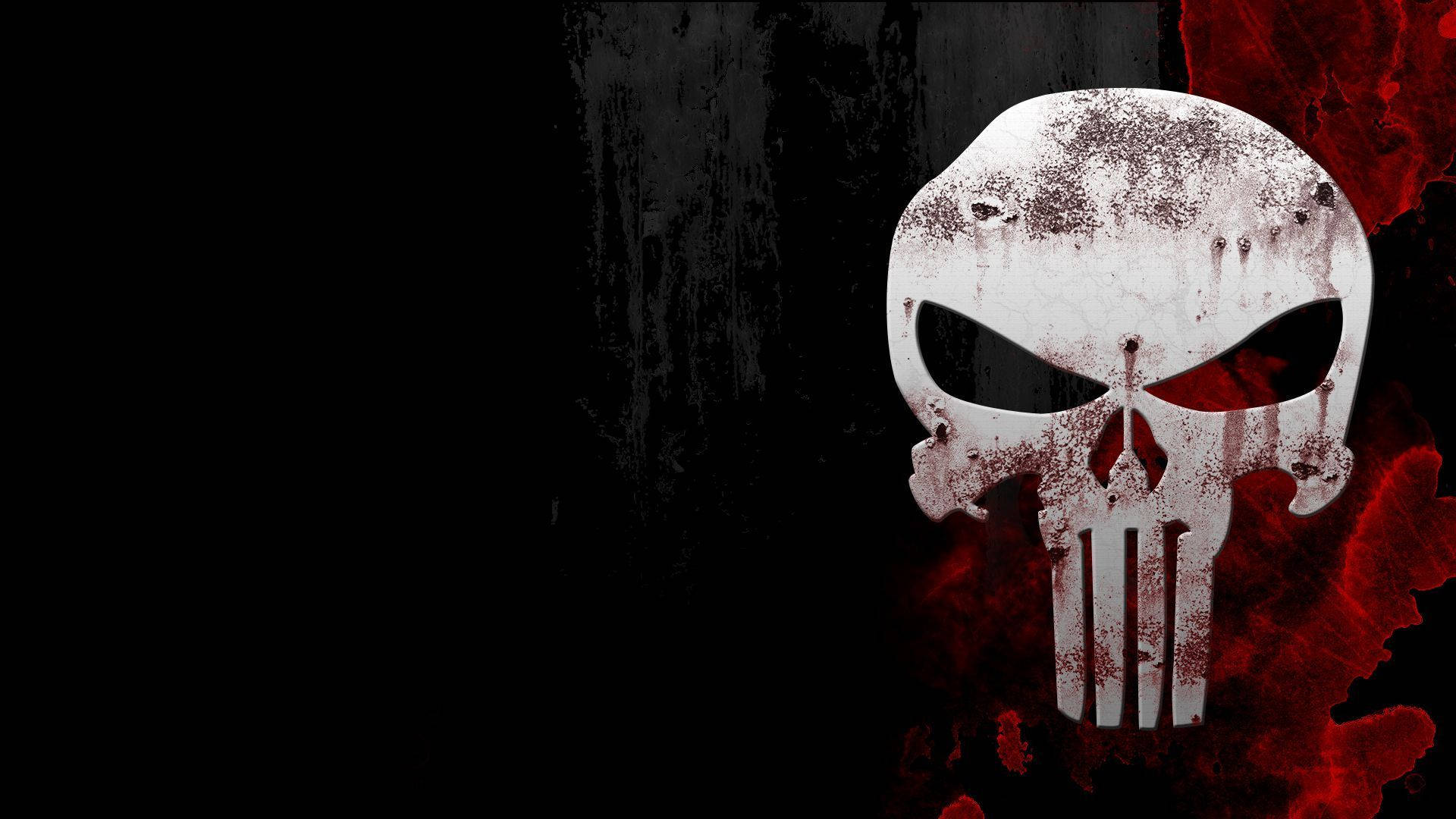 Punisher Logo Black And Red Smears Background
