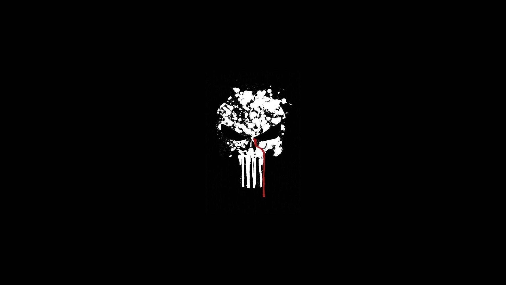 Punisher Logo In Paint Drops Background