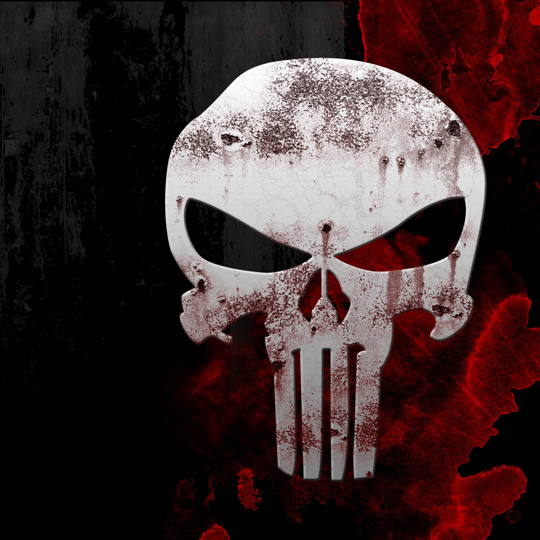 Punisher Logo On Red Background