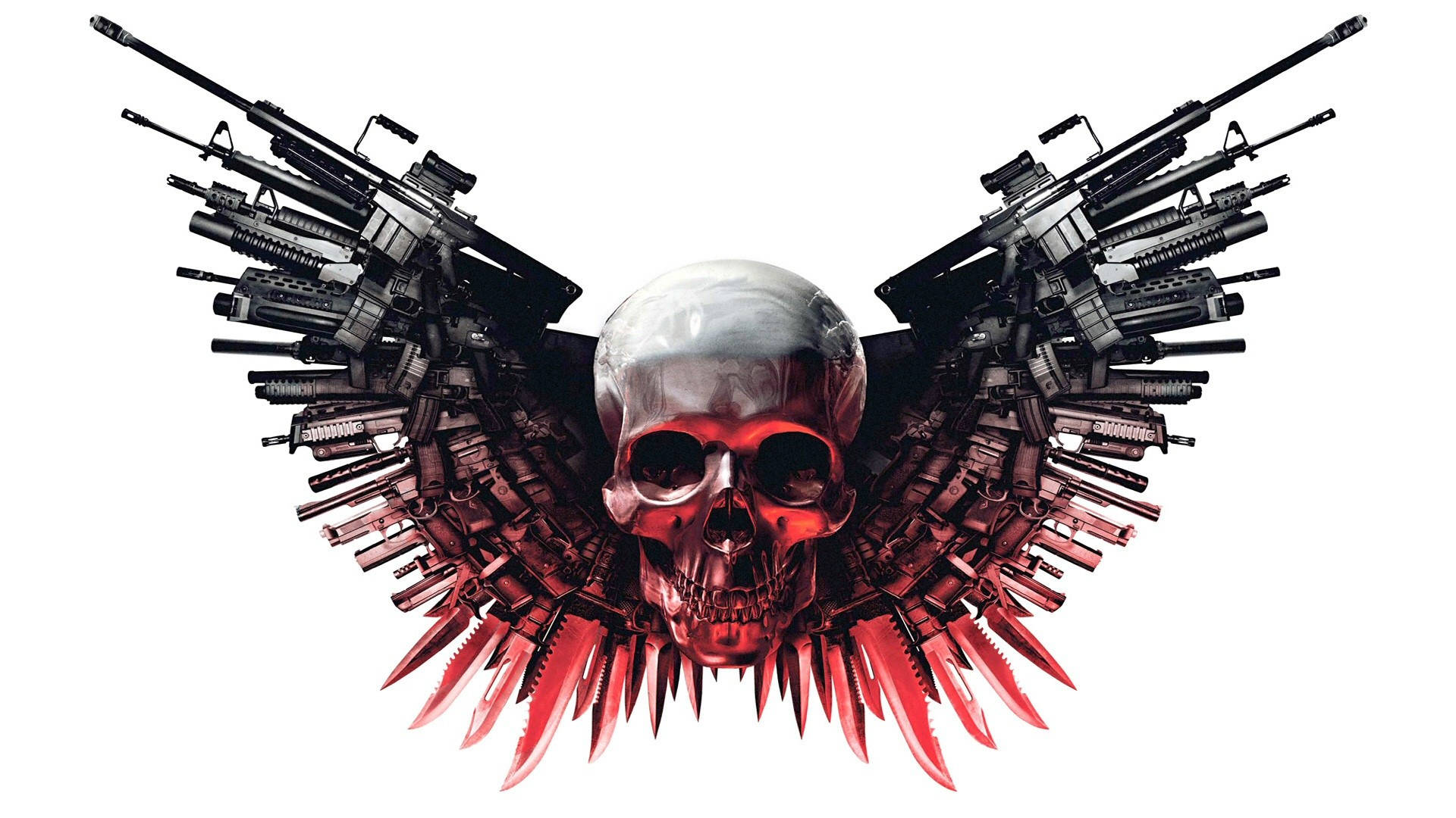 Punisher Logo With Weapon Wings Background