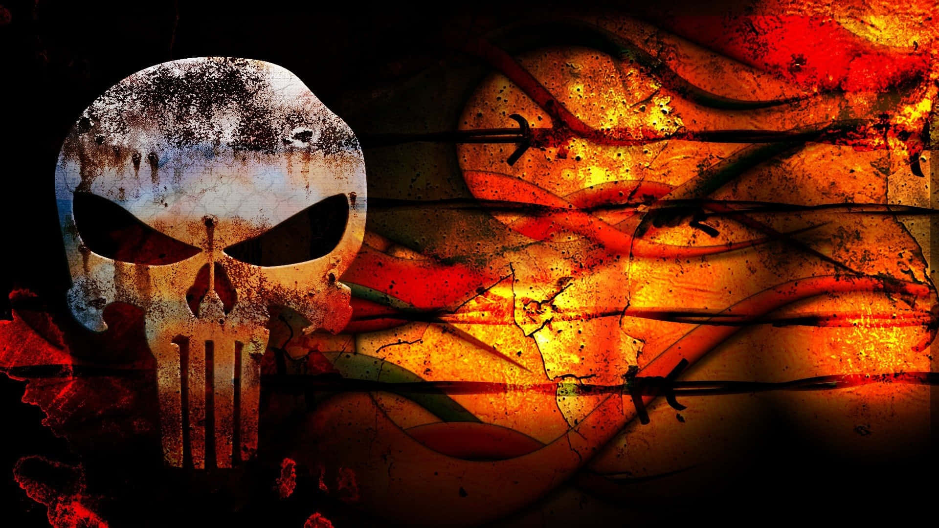 Punisher Skull Orange Background Desktop