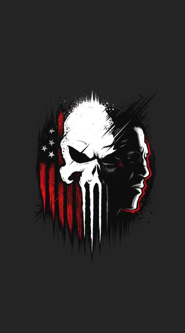 Punisher Skull With Flag And Face Background