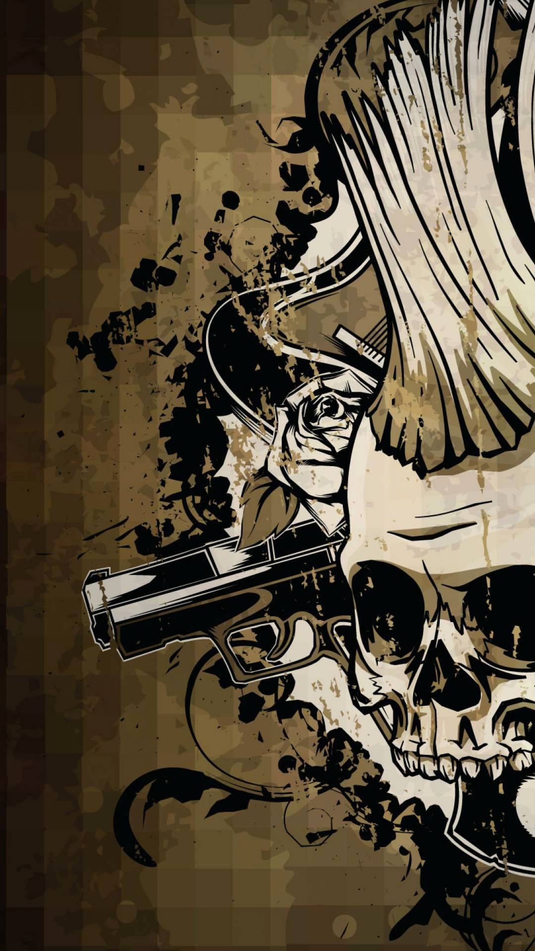 Punisher Skull With Gun And Rose Background