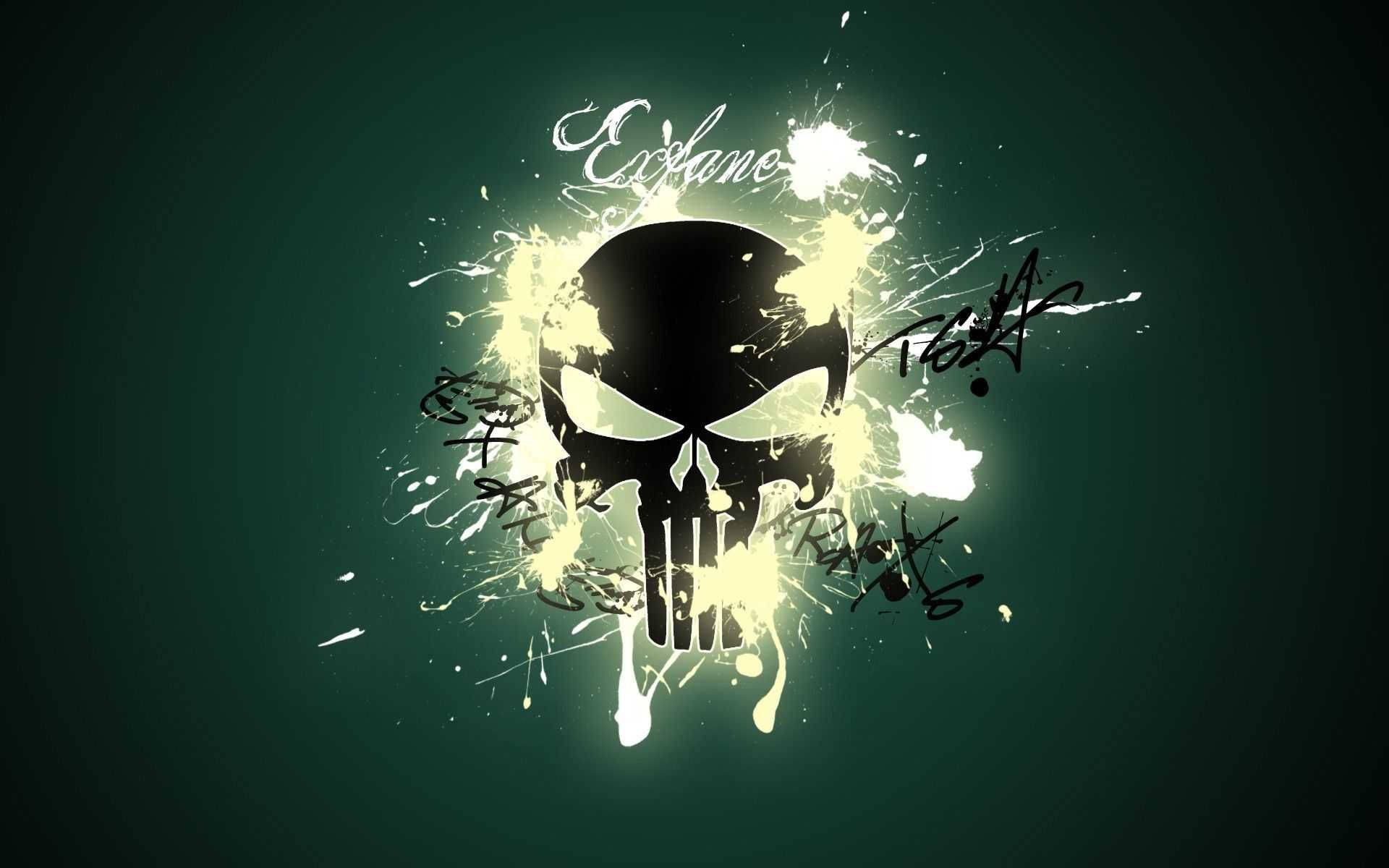 Punisher Skull With Neon Lights Background