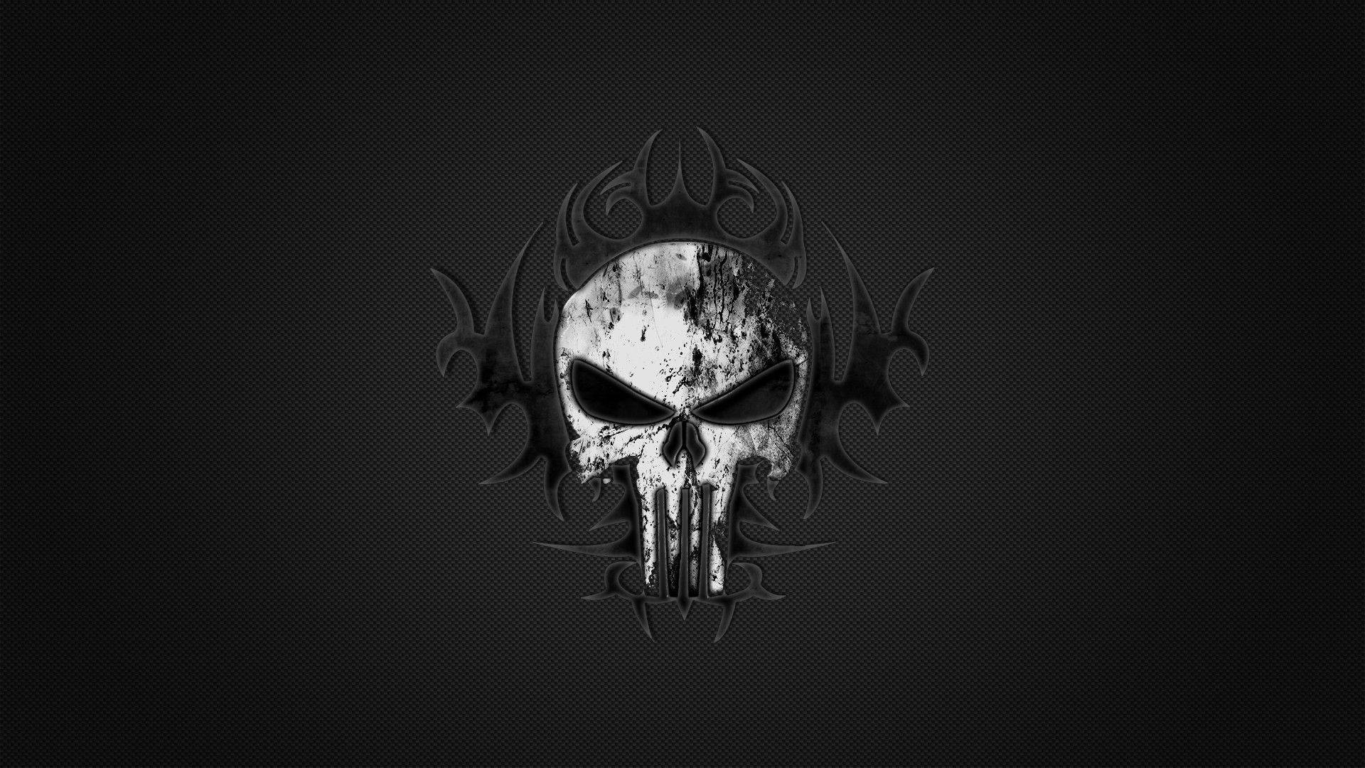 Punisher Skull With Tribal Pattern Background